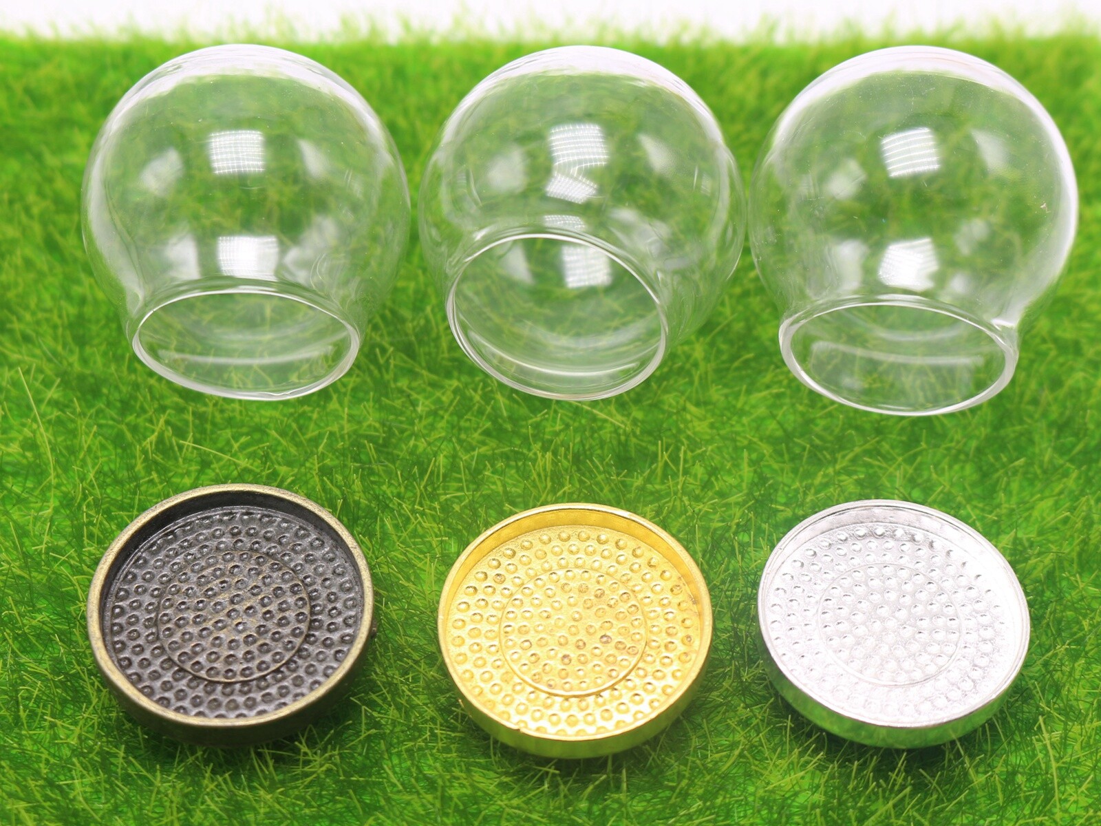 5Pcs Miniature Glass Display Globe Bottle with Alloy Base Memory Locket 35mm