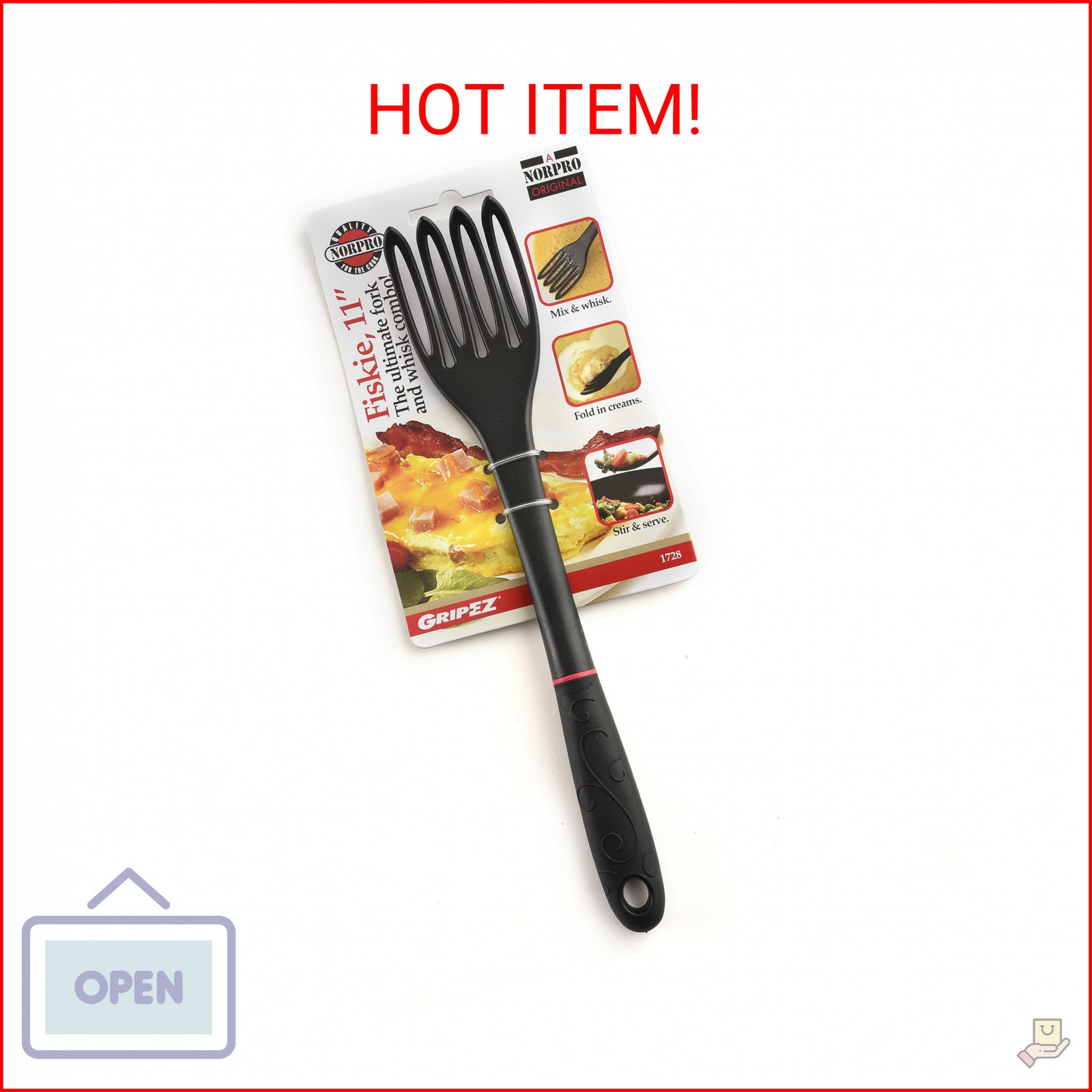 Norpro 1728 Grip-EZ Fiskie, 11 Inch, The Ultimate Fork-and-Whisk Combo, One Size