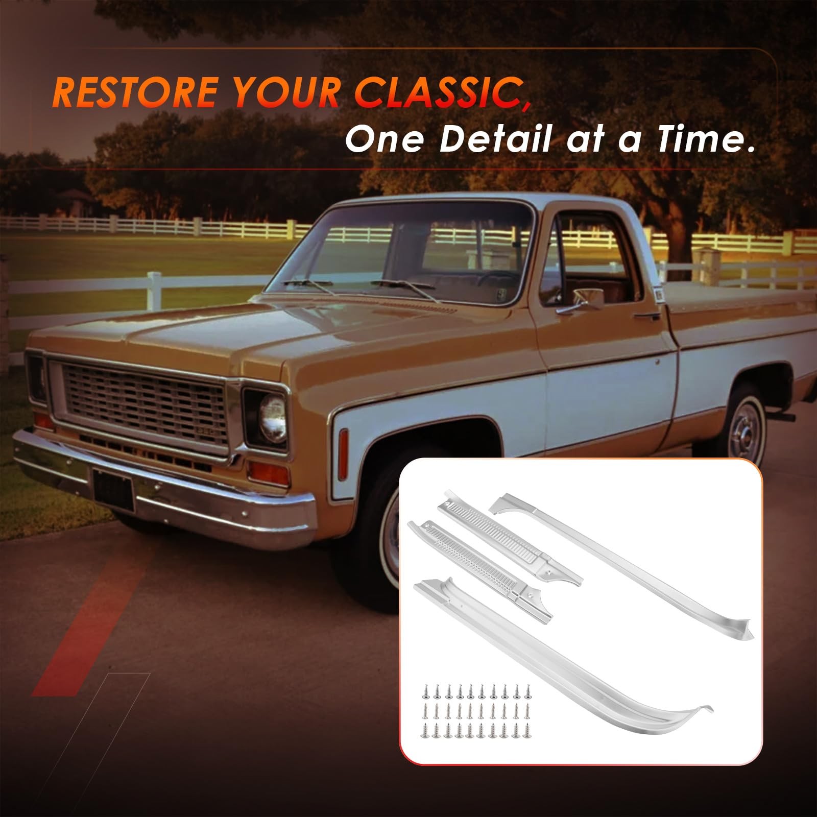 Door Sill Protector Kit LH & RH, Compatible with 1973-1977