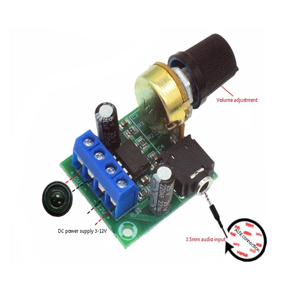 2Pcs LM386 Mini Power Amplifier Board 10W Audio Module DC 3-12V Volume Control