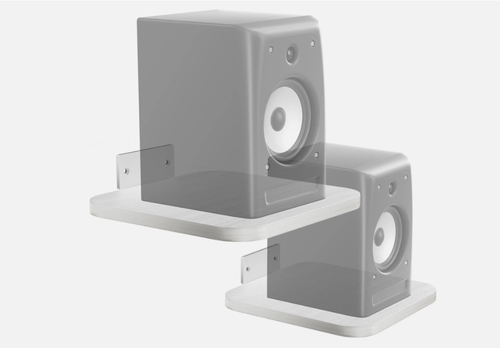 2 Pack White SWM302W Heavy Duty Speaker Wall Mount Floating Shelves 55 Lbs