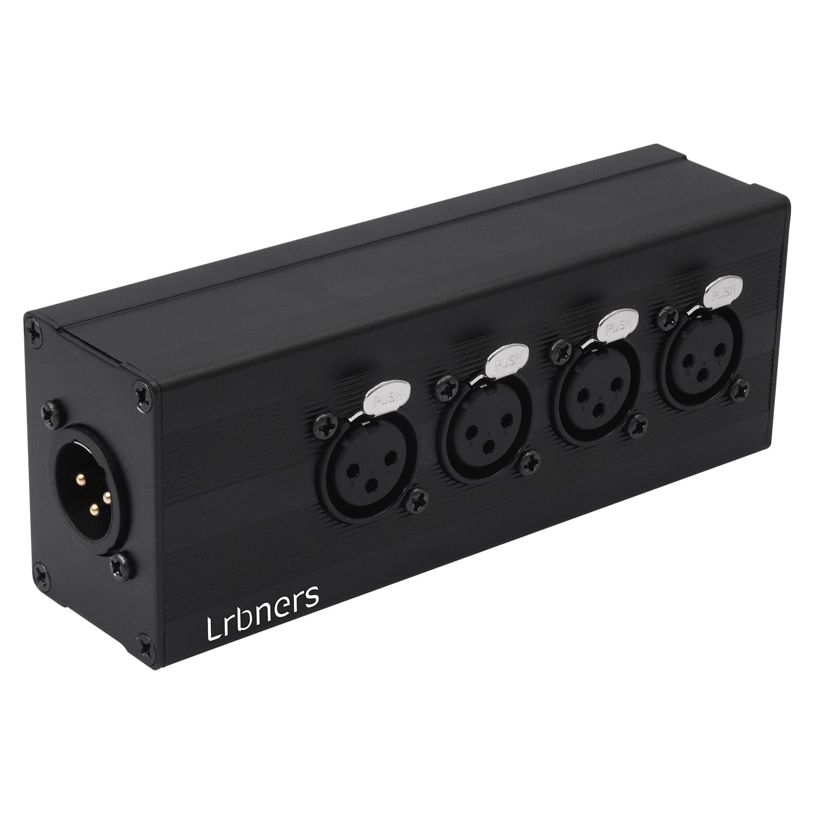 XLR 1 Male to 4-Way Female Audio Splitter Converter Box - Aluminum Alloy Chas...
