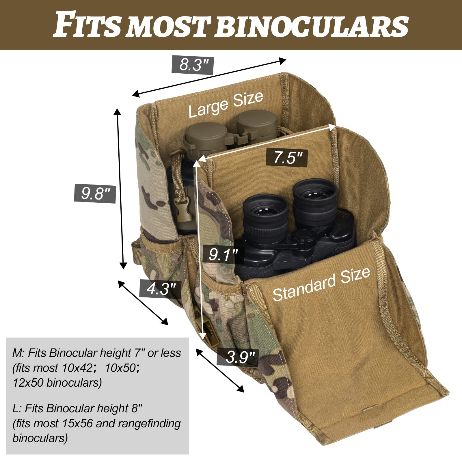 VISMIX Binocular Harness, Adjustable Harness Chest Pack Large, Camo