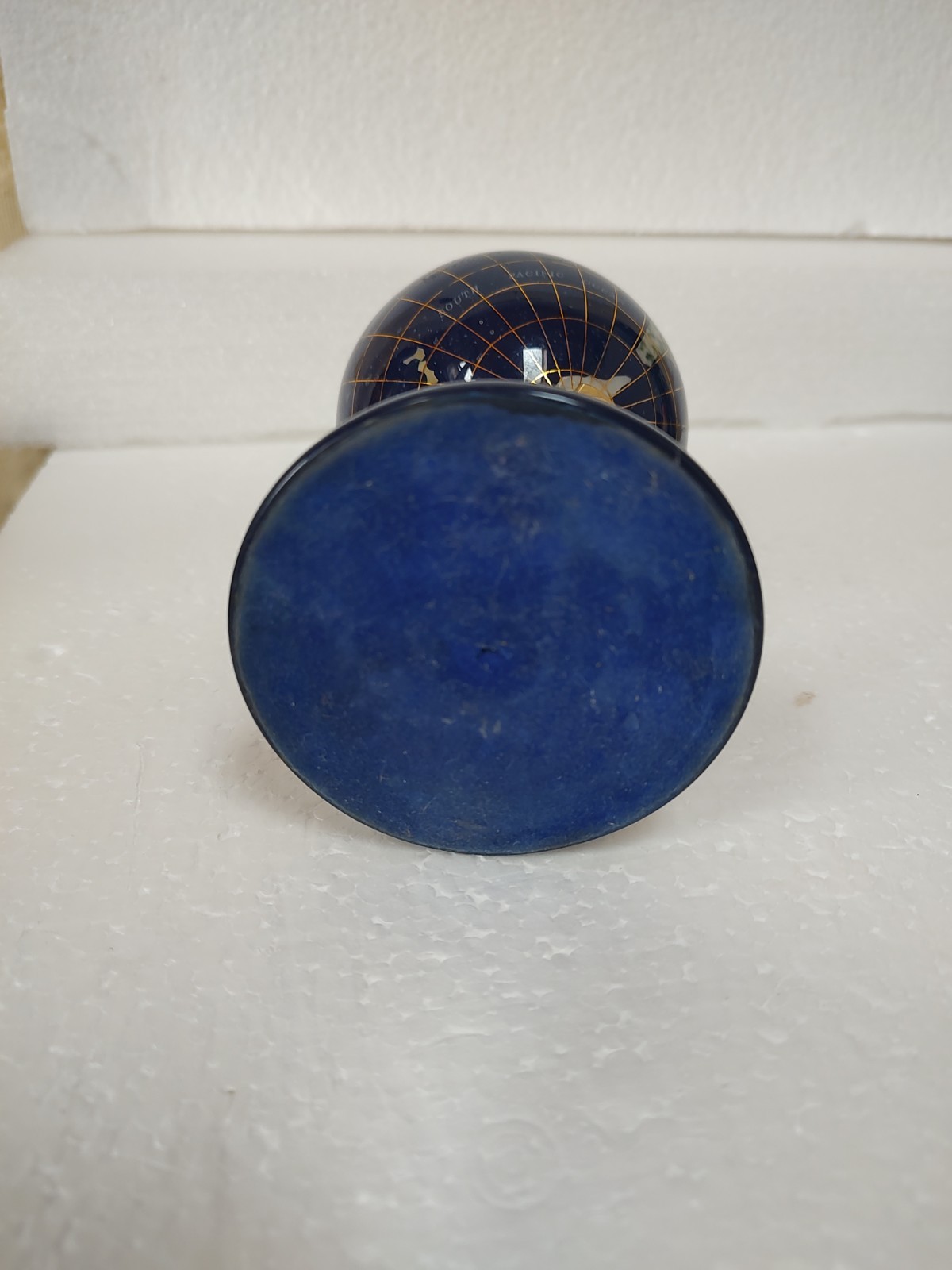 Lapis Globe Gold Tone Stand 5 Inch