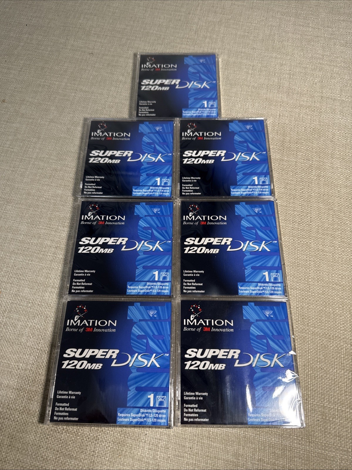 7x Genuine Imation LS-120 SuperDisk 120MB Blank Media Sealed