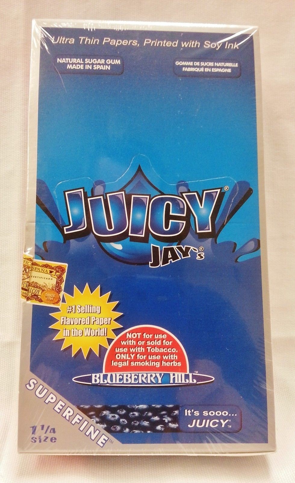2X Box JUICY JAY'S Superfine 1 1/4 Rolling Papers Blueberry Hill 48 Packs