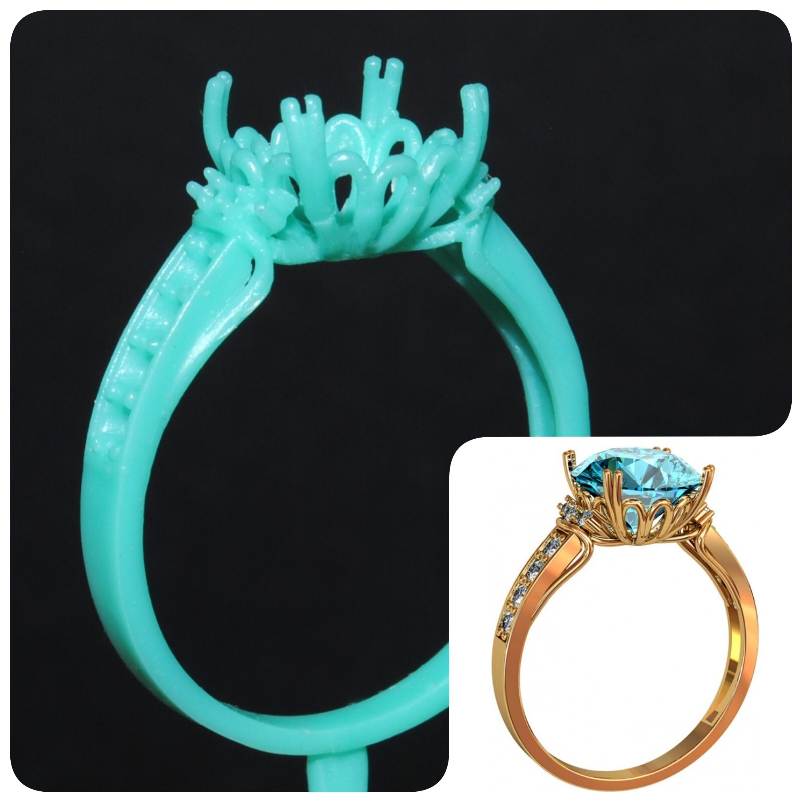 2 pcs Ring Wax patterns for lost wax casting Gold or Silver jewelry_211720