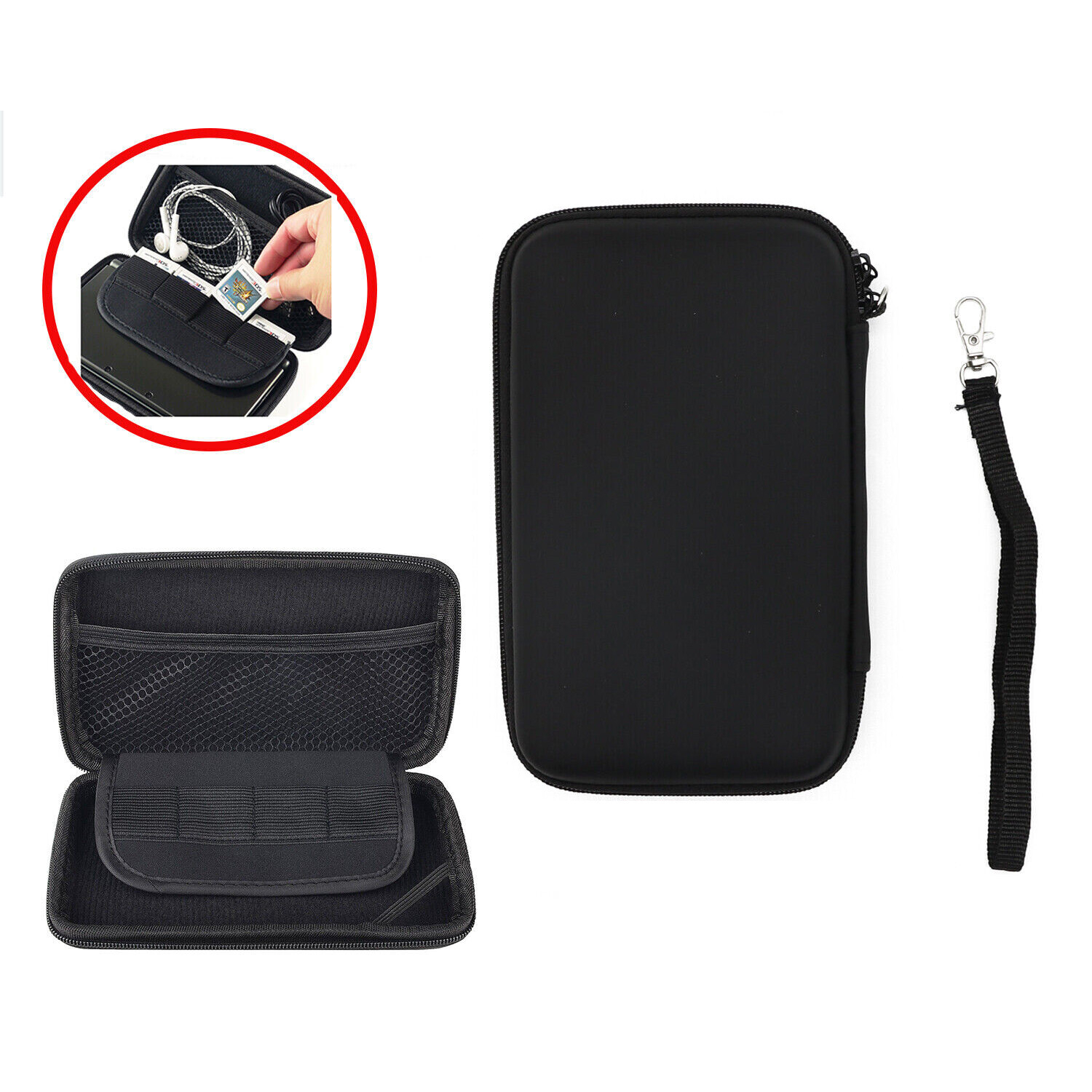 Black EVA Protective Travel Carrying Case Pouch For Nintendo DS Lite NDSL 3DS
