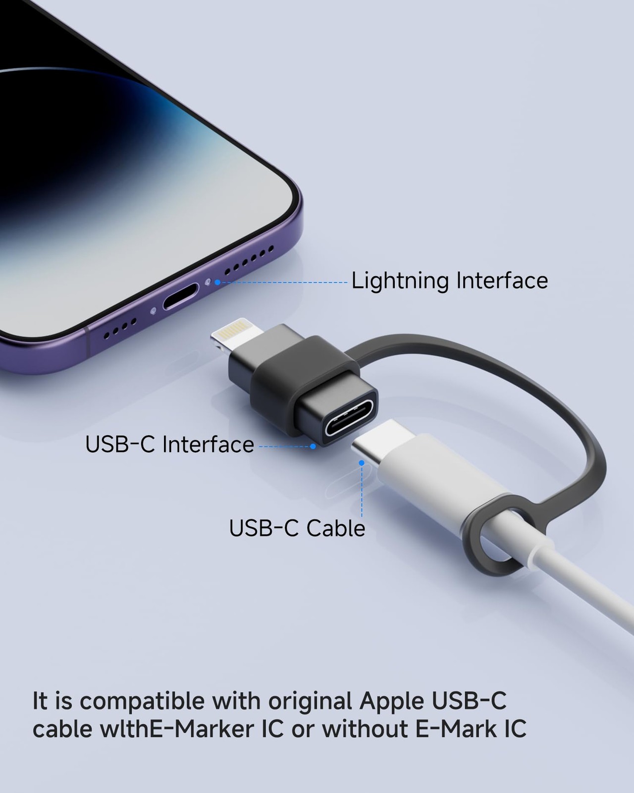 MFi Certified USB C to Lightning Adapter 2-Pack, 27W Fast 2 Pack, Black