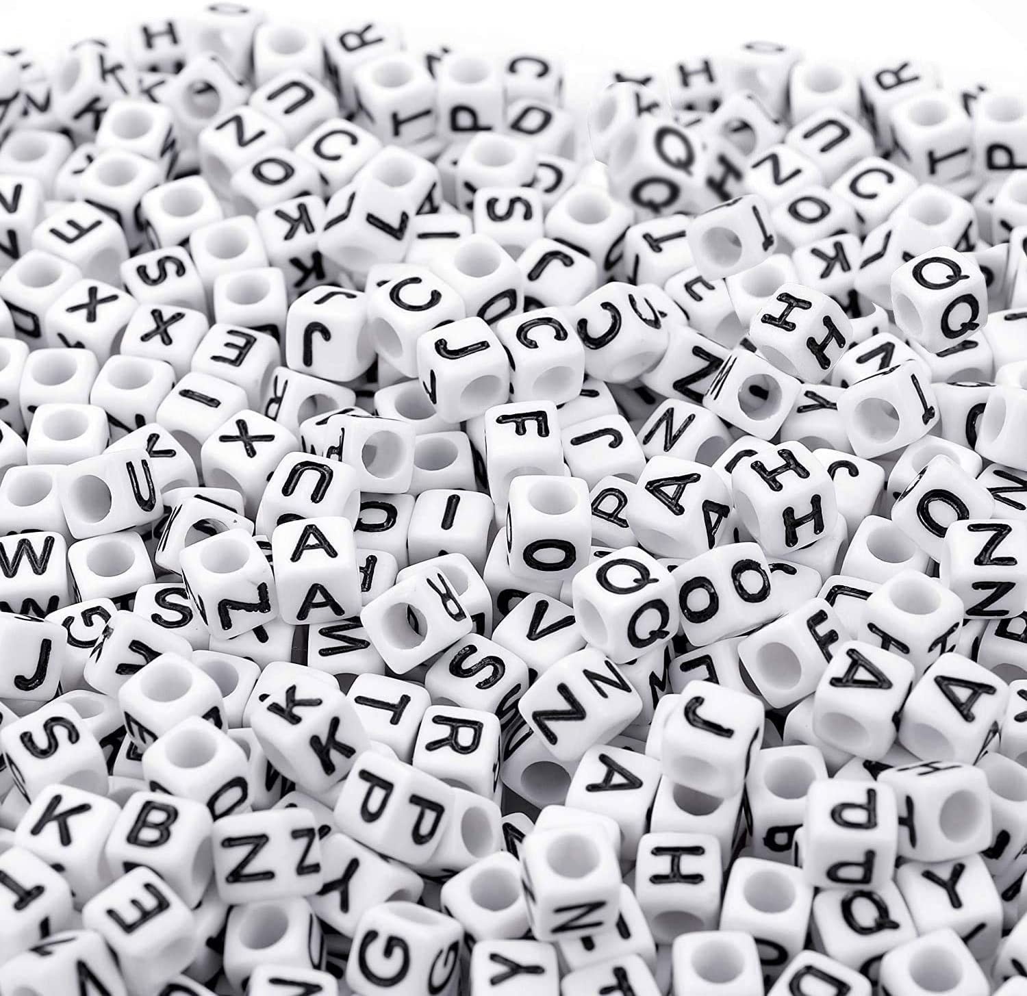 Augshy Alphabet Beads, 1000PCS White Letter & Number Cube Beads Small,