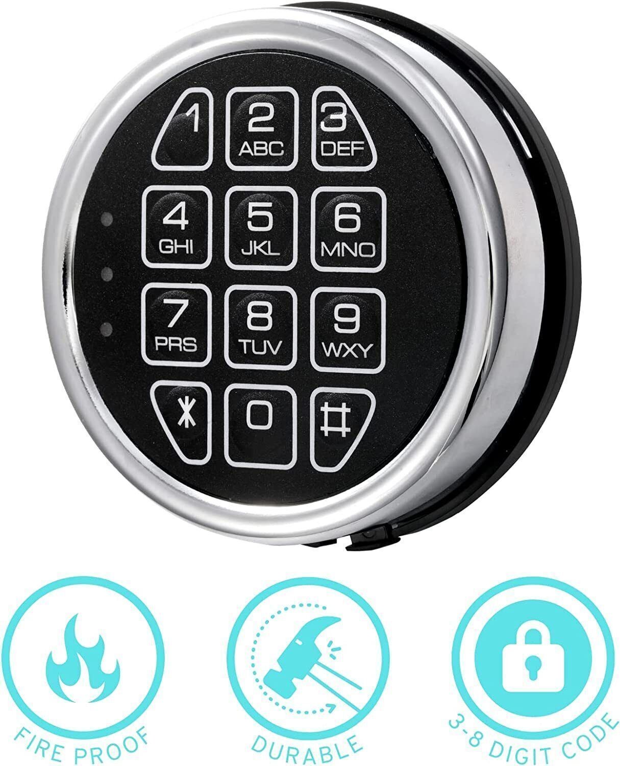Gun Safe Lock Replacement Fireproof Chrome Keypad with SwingBolt Lock .