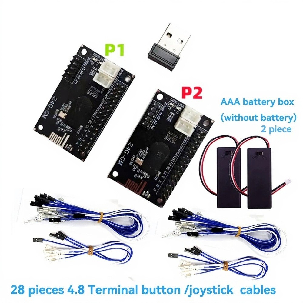2 Player Wireless Zero Delay USB Encoder Board Arcade DIY Kit PC PS3 Pandora