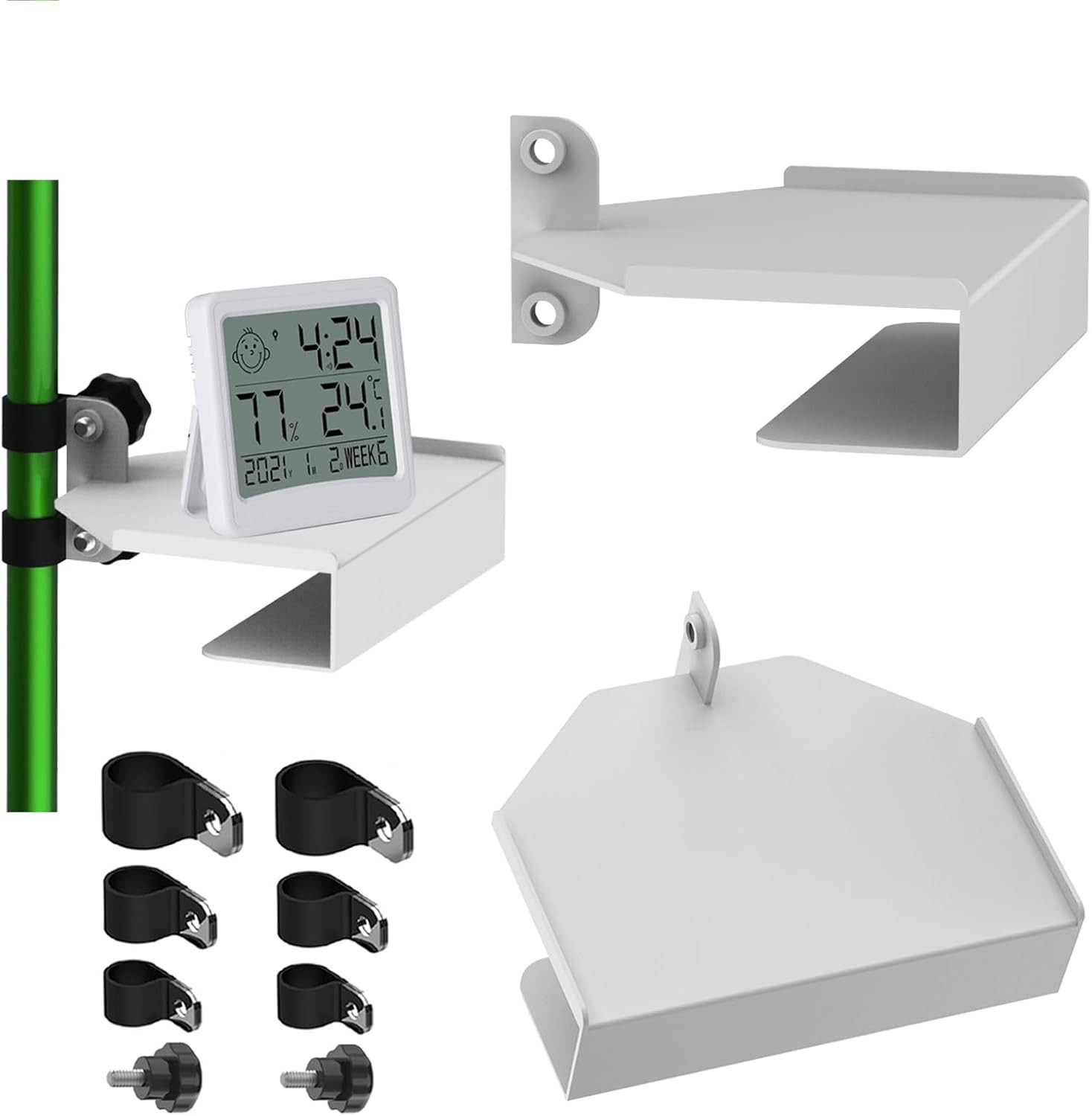 2 Pack Metal Grow Tent Shelf, Sturdy Grow Tent Corner Shelf for Camera, Hygromet