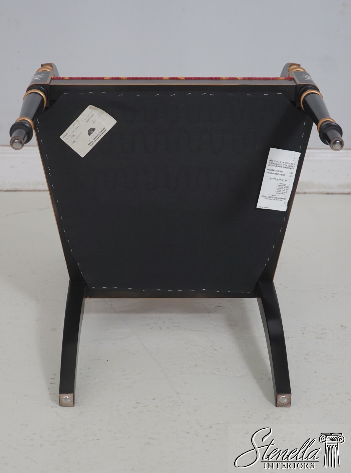 68782: KINDEL Regency Style Black Lacquer Armchair
