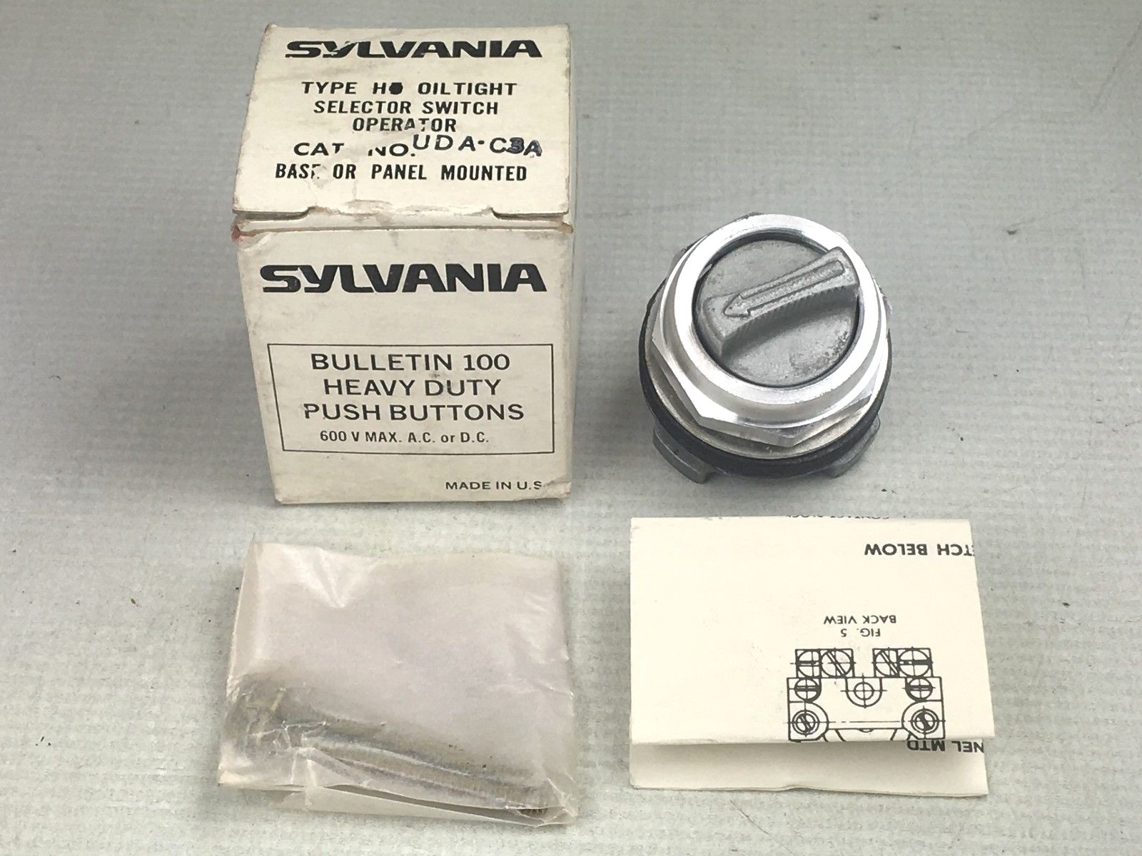 Sylvania UDAC3A Type H Oiltight Selector Switch Operator (Qty 1) NEW IN BOX