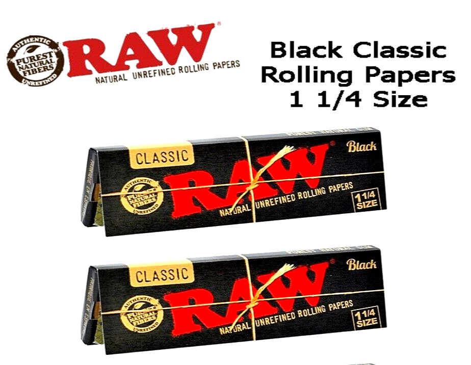 2x Raw Black 1 1/4 Rolling Papers 50 LVS/PK 2 Packs *Discounts* *USA SHIPPED*