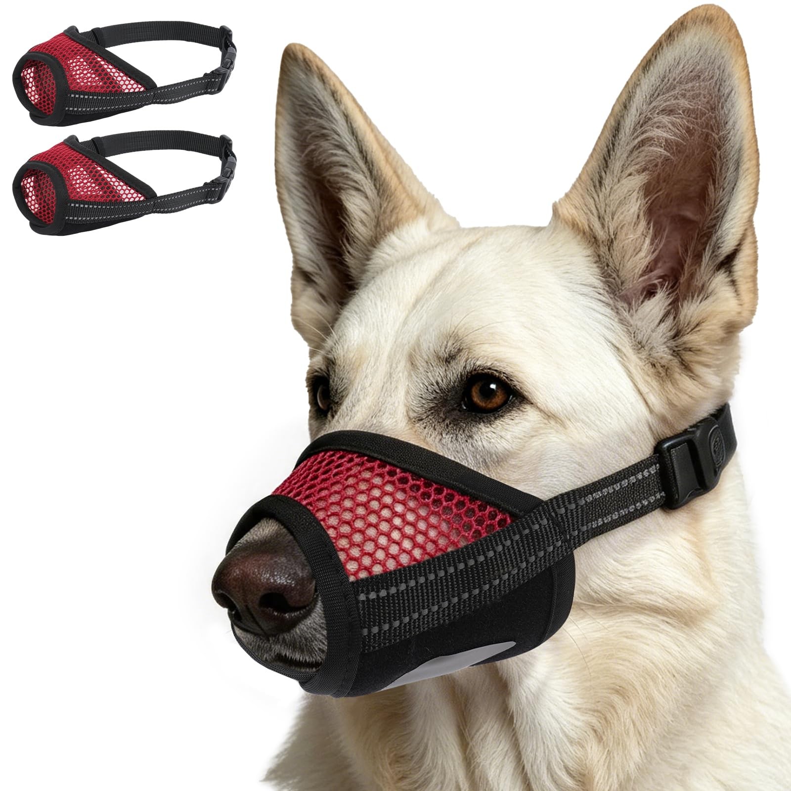 SeranPup 2pk Red Mesh Dog Muzzle Large