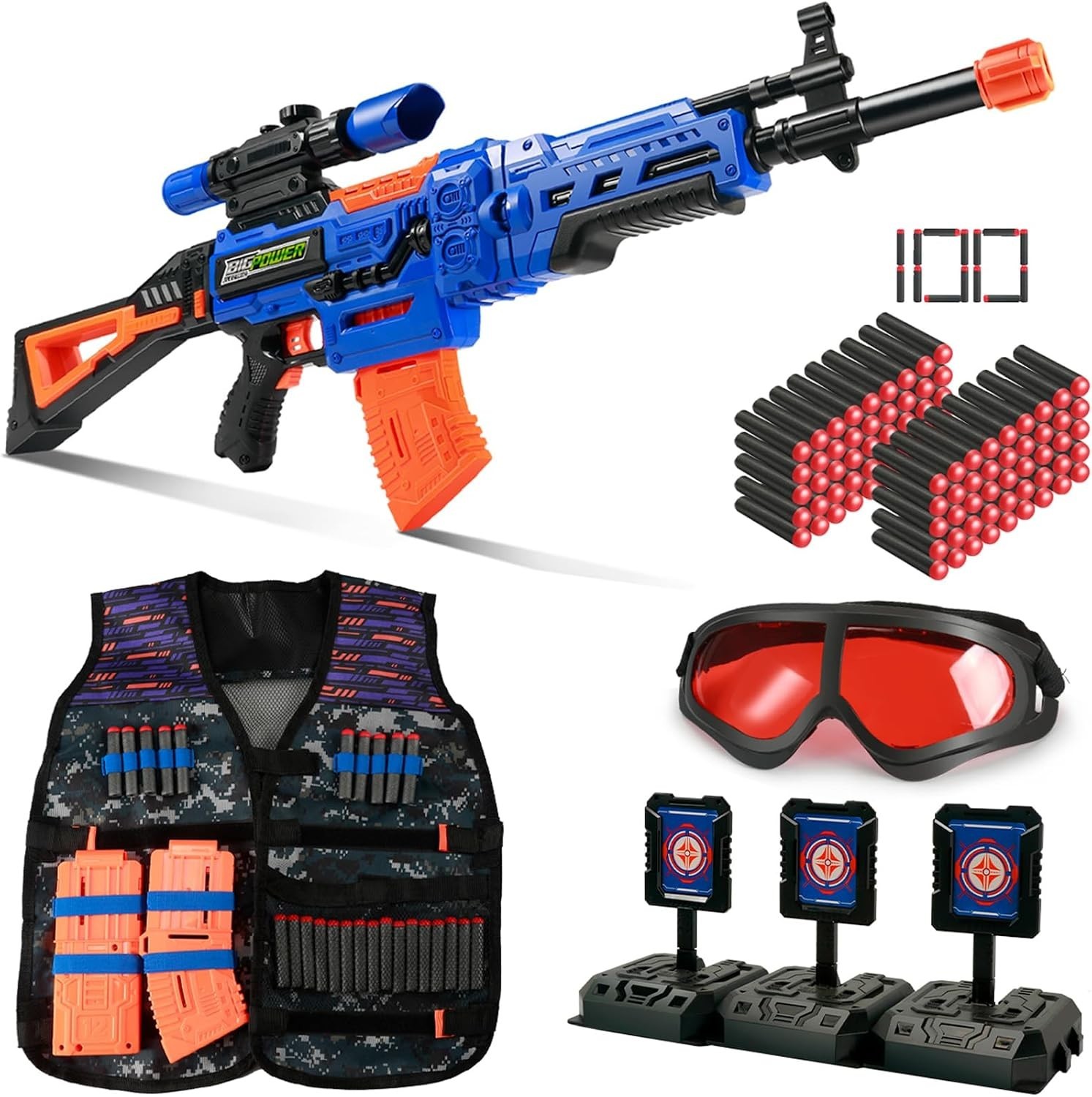 Kids Toy Sniper Rifle W/ Scope Tactical Vest Kit,4 in 1 Automatic Kids Sniper