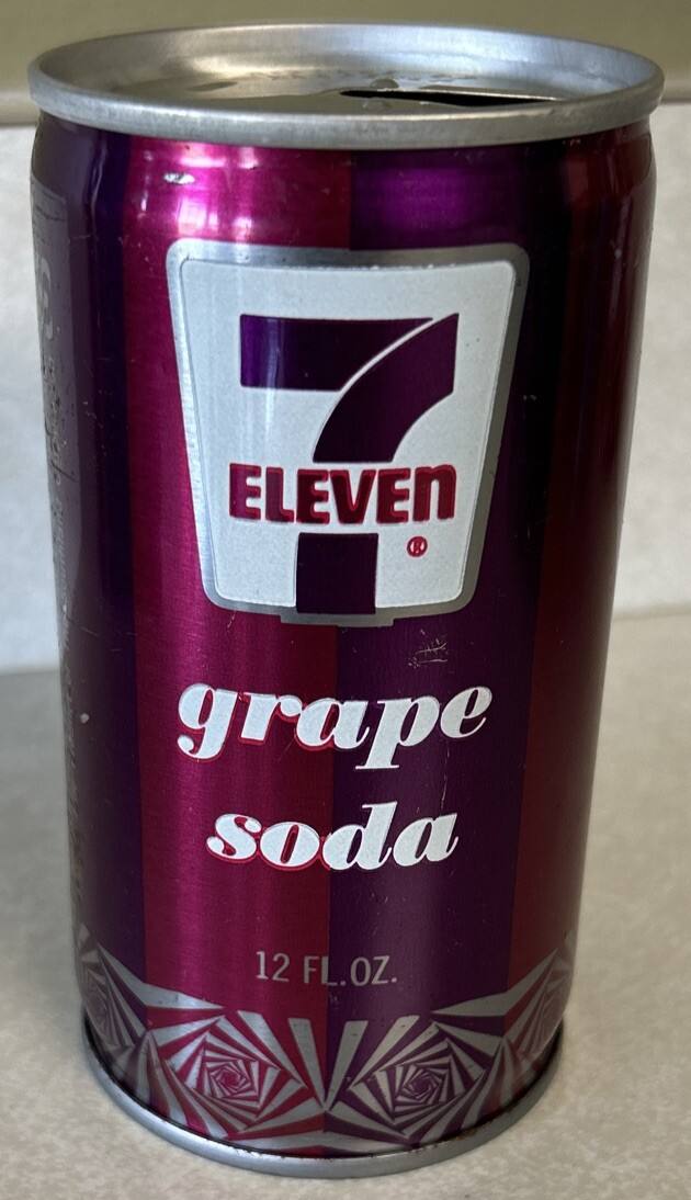 Vintage 7 ELEVEN Grape Soda 12Oz. Steel Pull Tab Empty Can