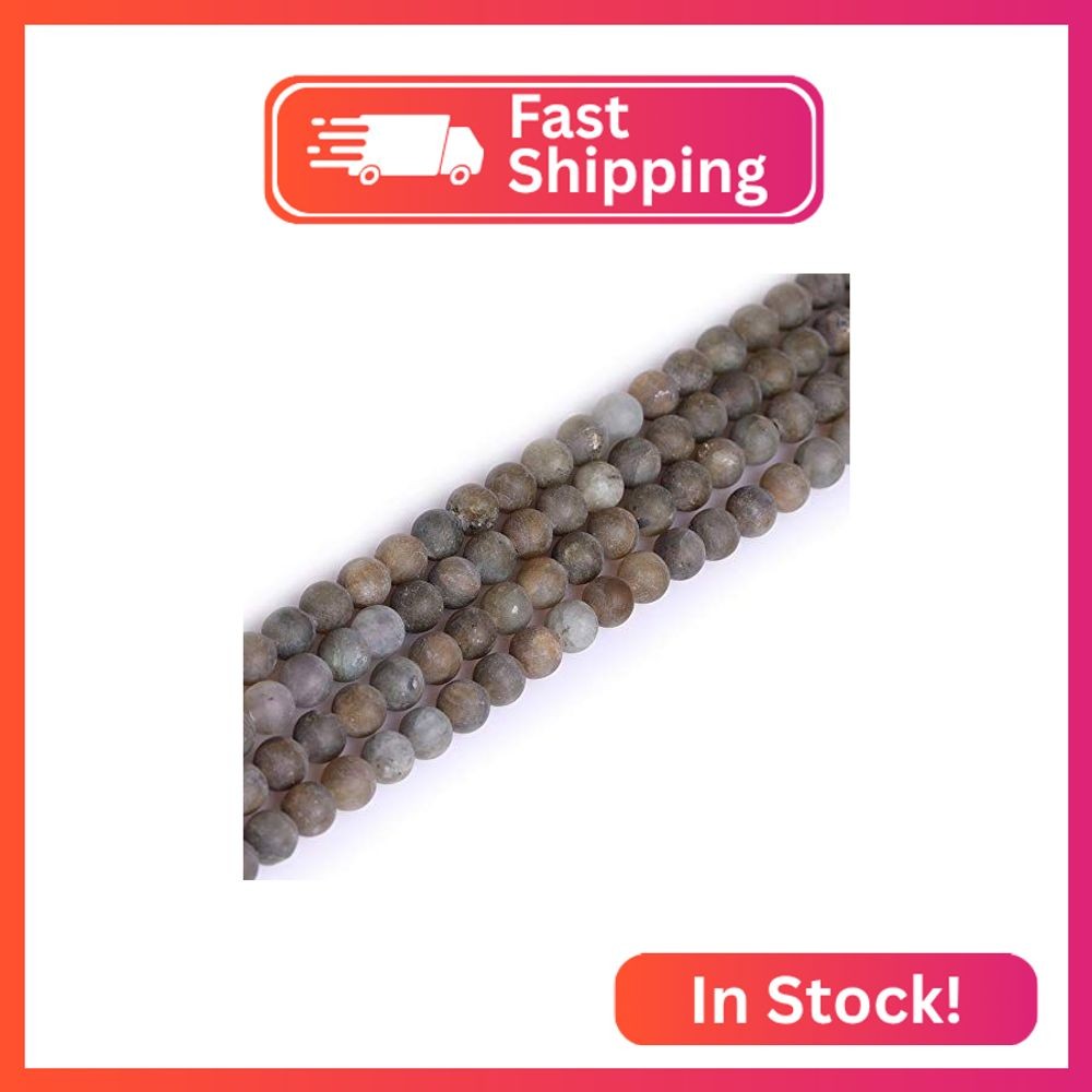 GEM-Inside Labradorite Gemstone Loose Beads 6mm Natural Gray Frosted Matted Roun