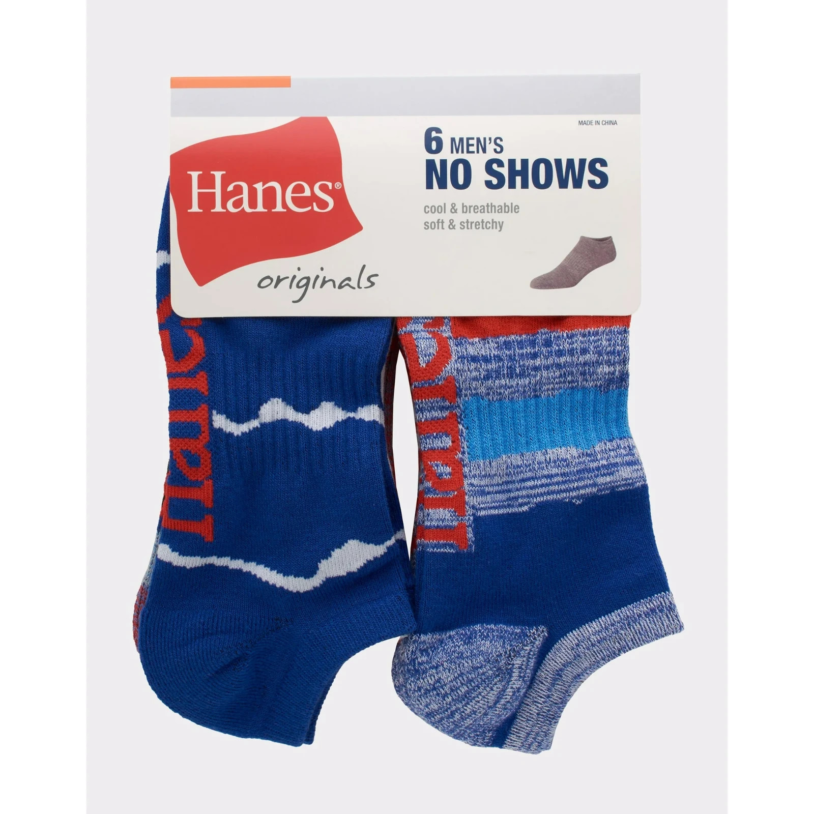Hanes Originals Men's No Show Socks 6-Pairs Men's Shoe Size  6-12