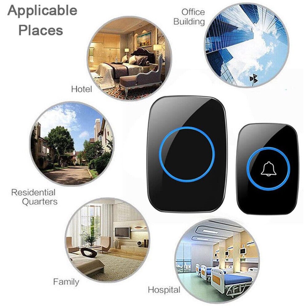 1000FT Wireless Doorbell Waterproof 2 Plugin Receiver Adjustable Volume 60 Chime
