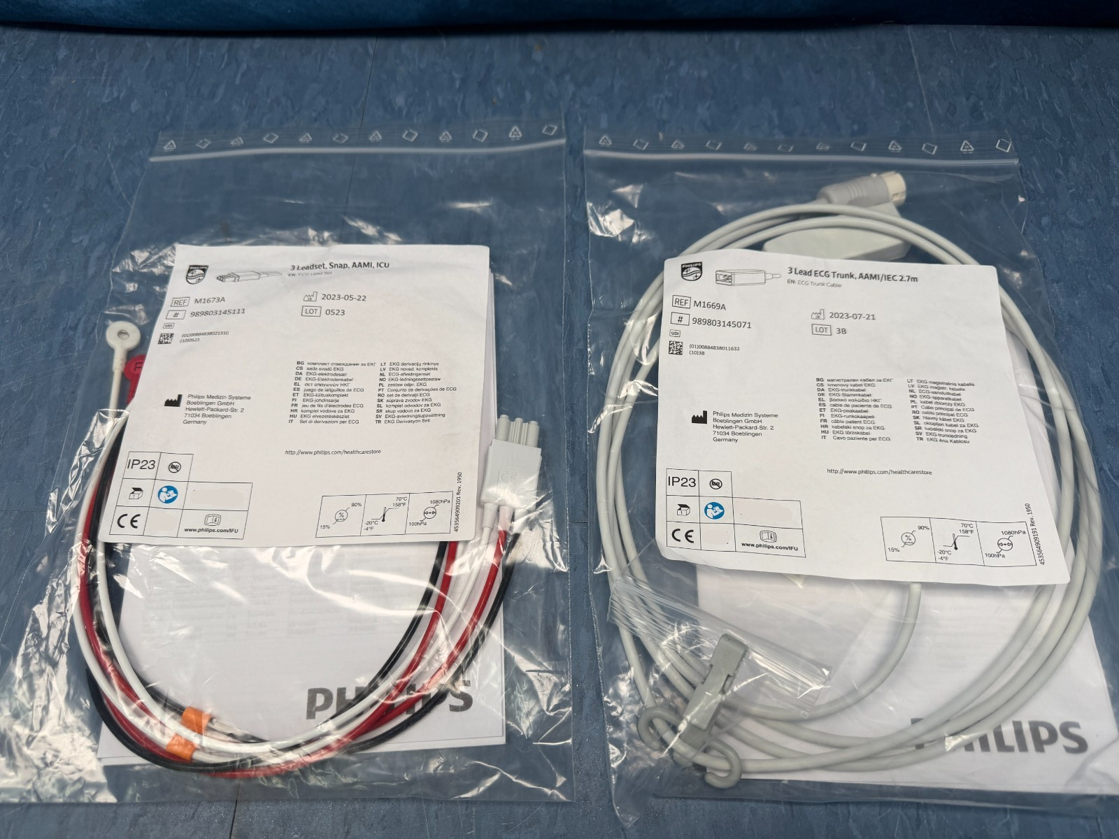 Philips M1669A 3-Lead Trunk Cable with M1673A Snap Lead Wires OEM NEW in Bag