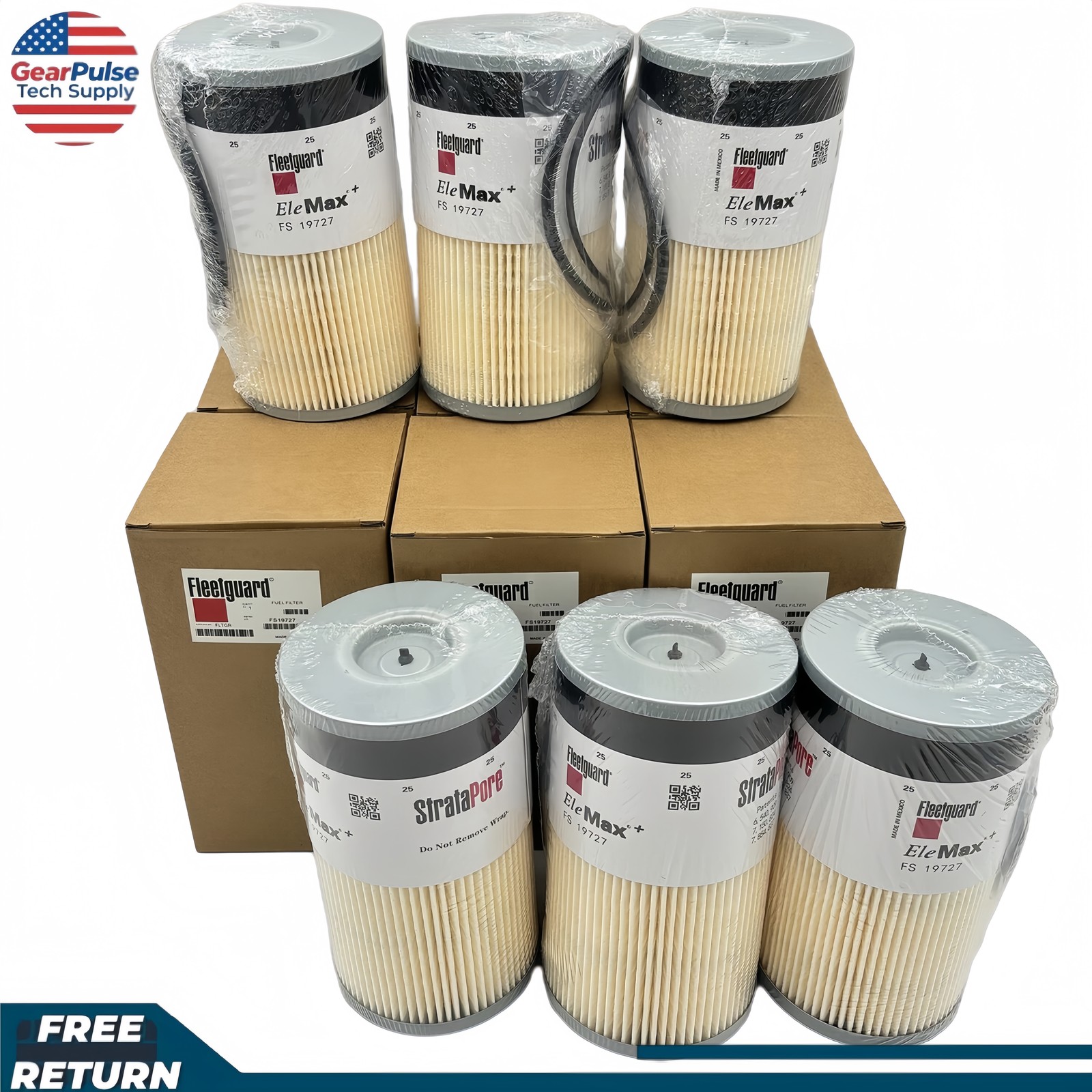 6X Genuine Fleetguard FS19727 Cummins Fuel/Water Separator US Free Shipping