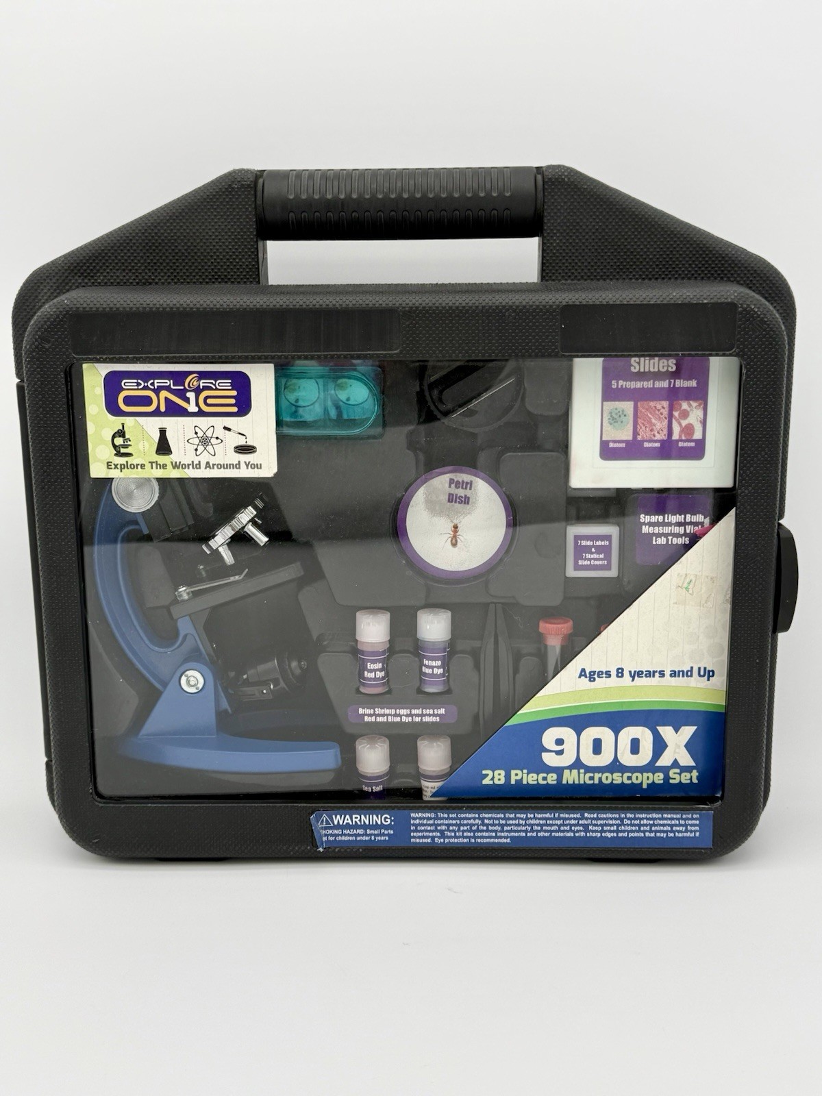 Explore One 900X Microscope Set 28pc STEM Science Kit w/ Case Slides Accessories
