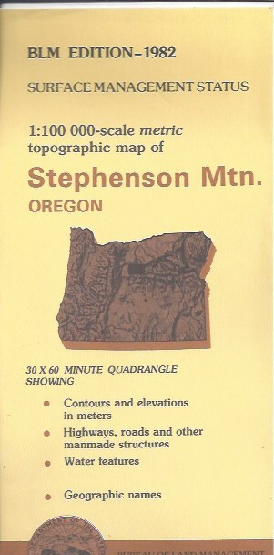 BLM 1:100,000 edition topographic map Stephenson Mountain Oregon