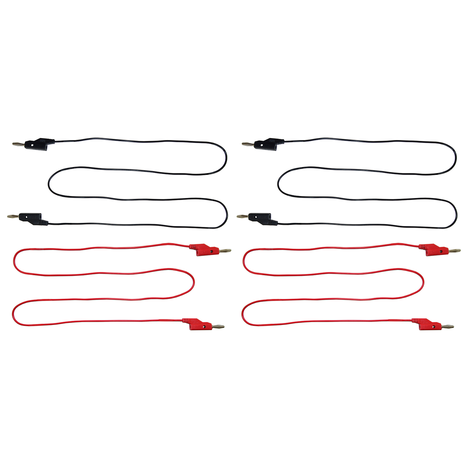 2 Pack of Red and Black Banana to Banana Test Lead Sets - 18 Gauge, 48" Length