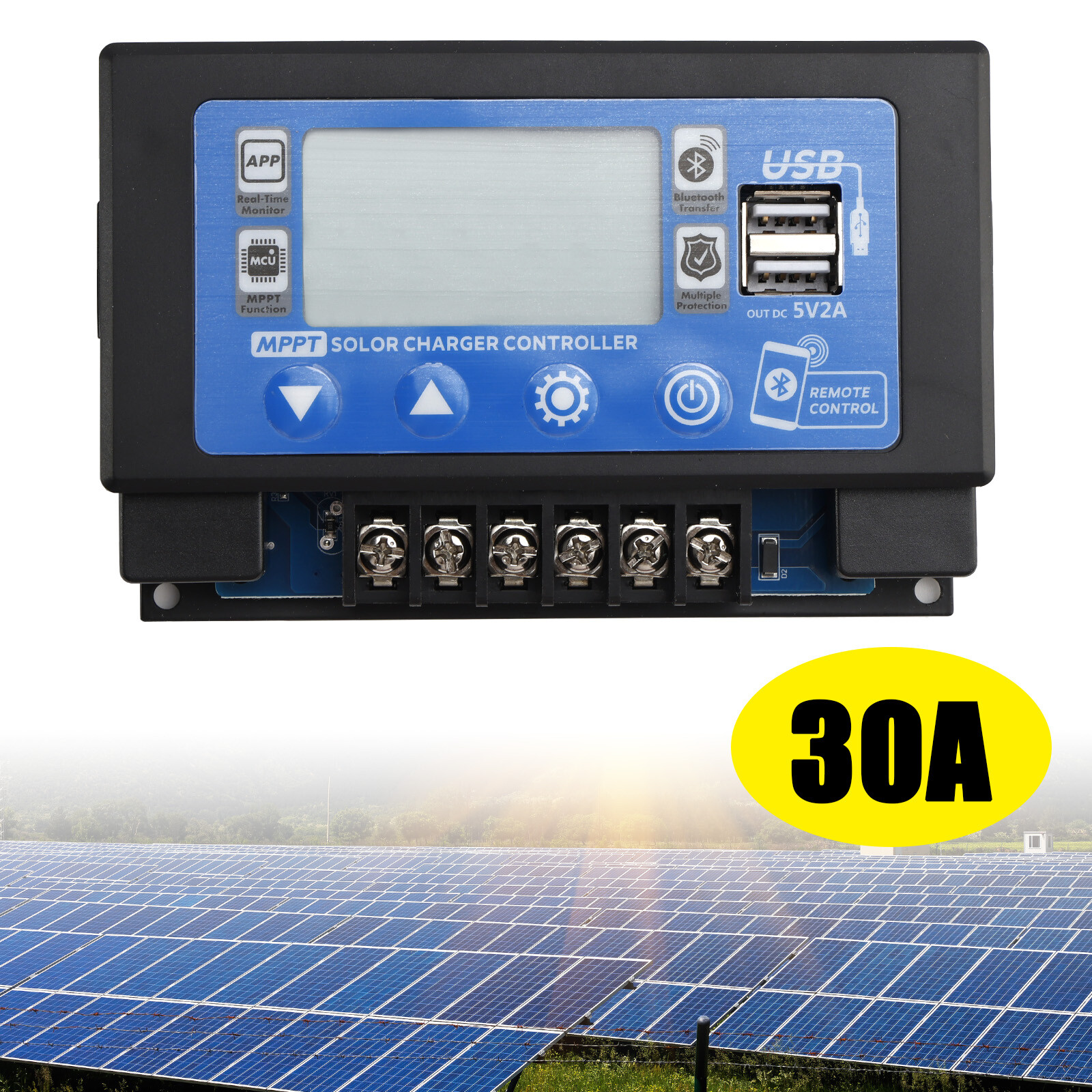 30A Embedded MPPT Solar Controller WIFI Bluetooth APP Intelligent Solar Control