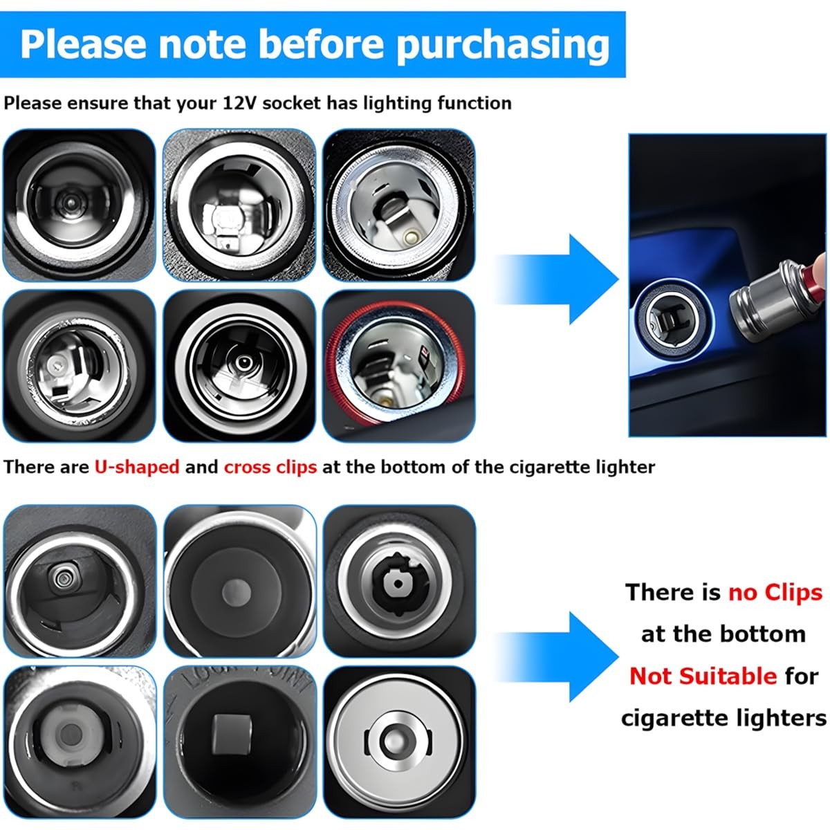 AUCELI Fire Missle Button Car Cigarette Lighter Plug, Aluminum Black/FIRE