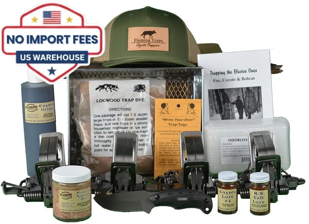 Coyote Trapping Kit Standard Complete Set With Traps Bait Lure Knife Hat