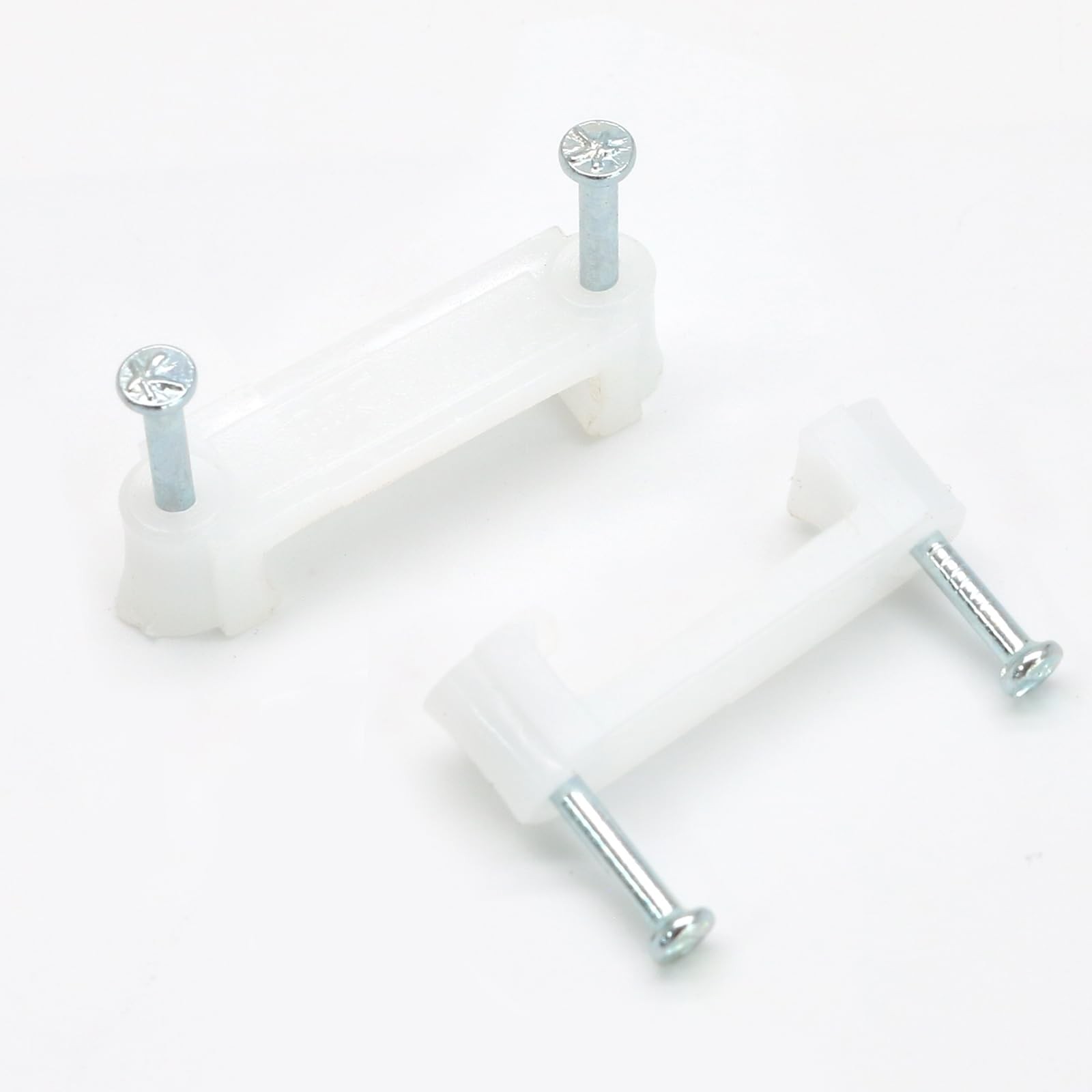 100 Pcs Cable Wire Clips with Two Steel Nails 12mm White Cable Clips Nail Manag