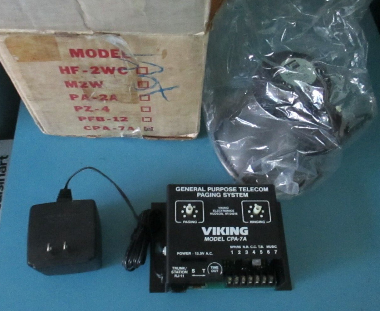 Viking Electronics CPA-7A Paging SYSTEM 7A AMPLIFIER  W/ 25AE 8 Ohm SPEAKER NOS