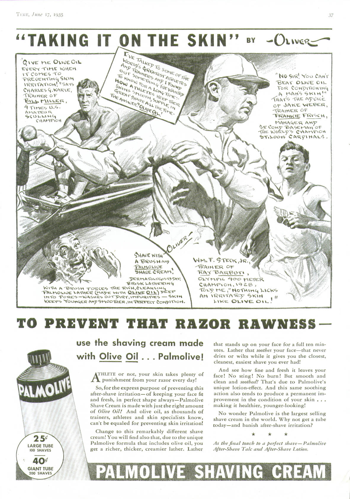Frankie Frisch Ray Barbuti Sculler Bill Miller for Palmolove Shaving Cream ad 19
