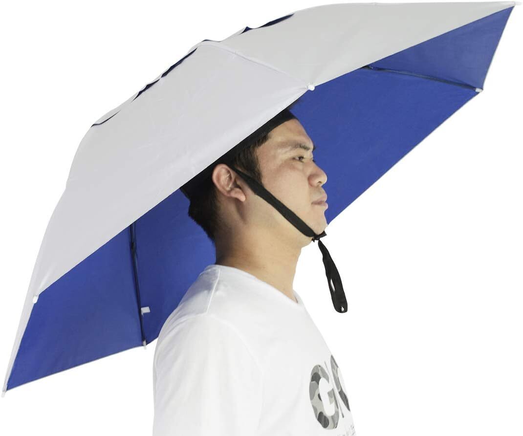 NEW-Vi Fishing Umbrella Hat Folding Adjustable Sun Rain Cap, 37.4”Oversize Han