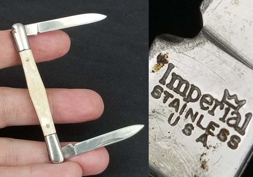 rare vintage pocket knife Imperial USA old pen CRACKED ICE
