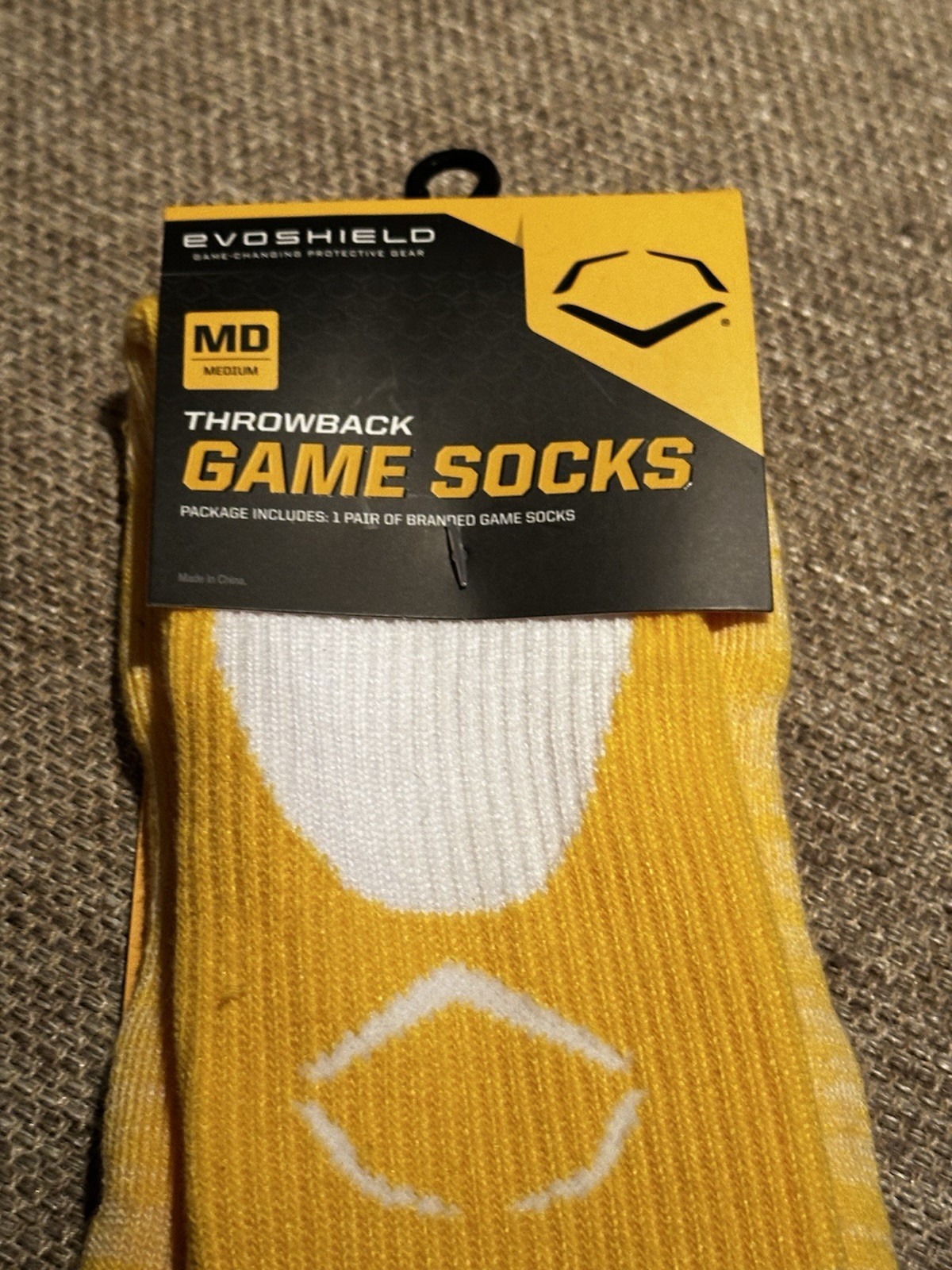 NEW EvoShield Throwback Game Socks Great For Baseball Softball Yellow White Med
