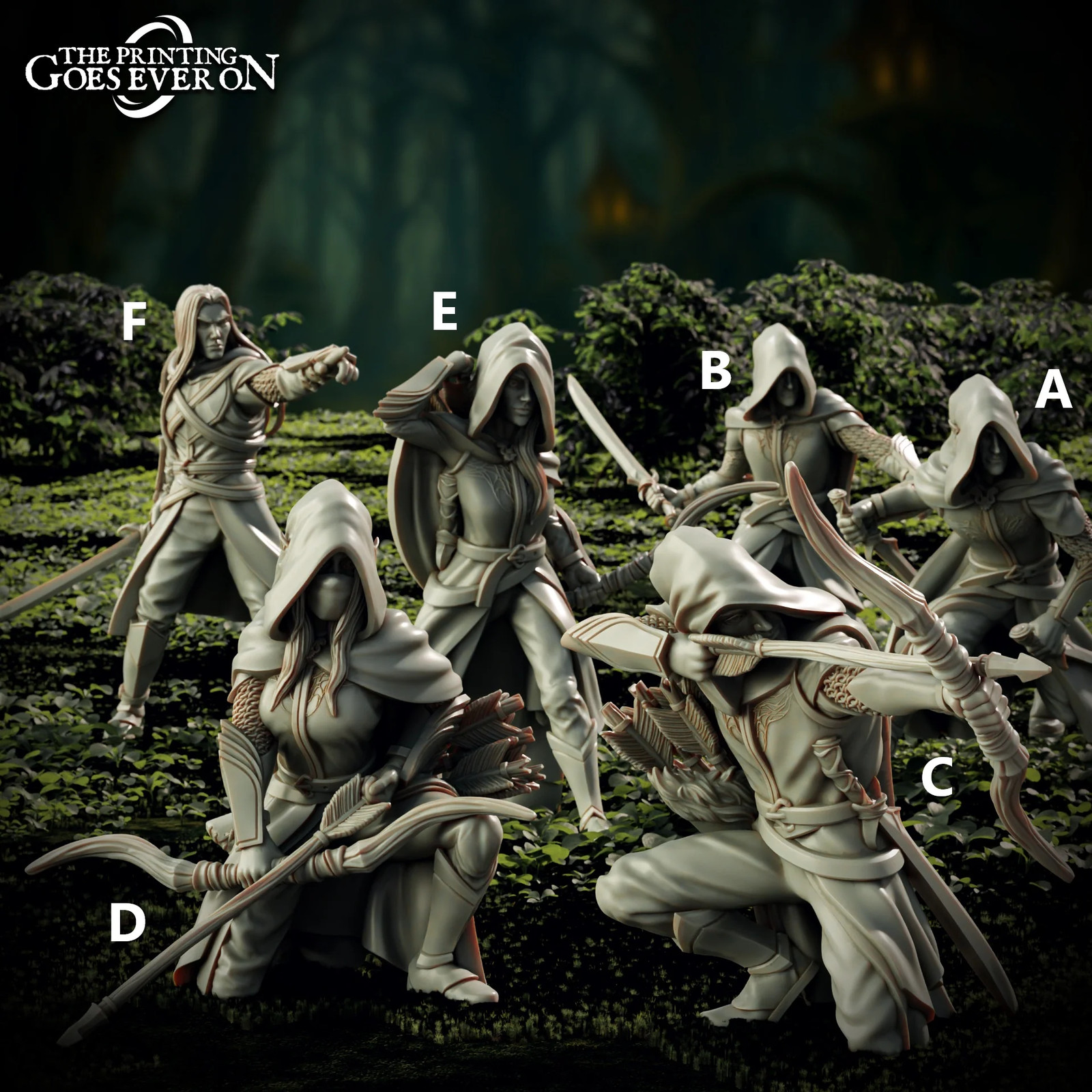 Elf Rangers of Elderwood (Set of 6) - 30mm Elderwood - Resin Tabletop Miniatures
