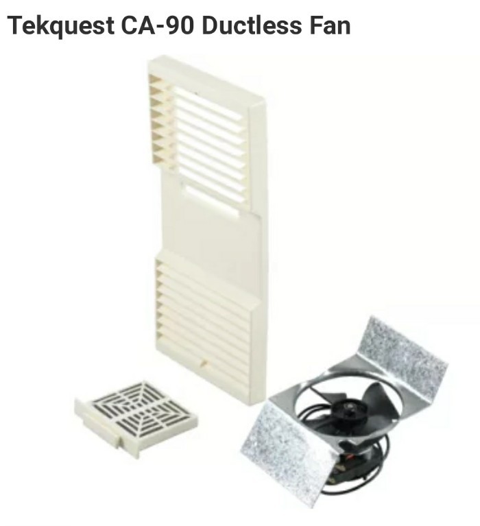 Rush Hampton / TekQuest CA-90 Ductless Exhaust Kit. Fan, Grill, & Filter - BEIGE