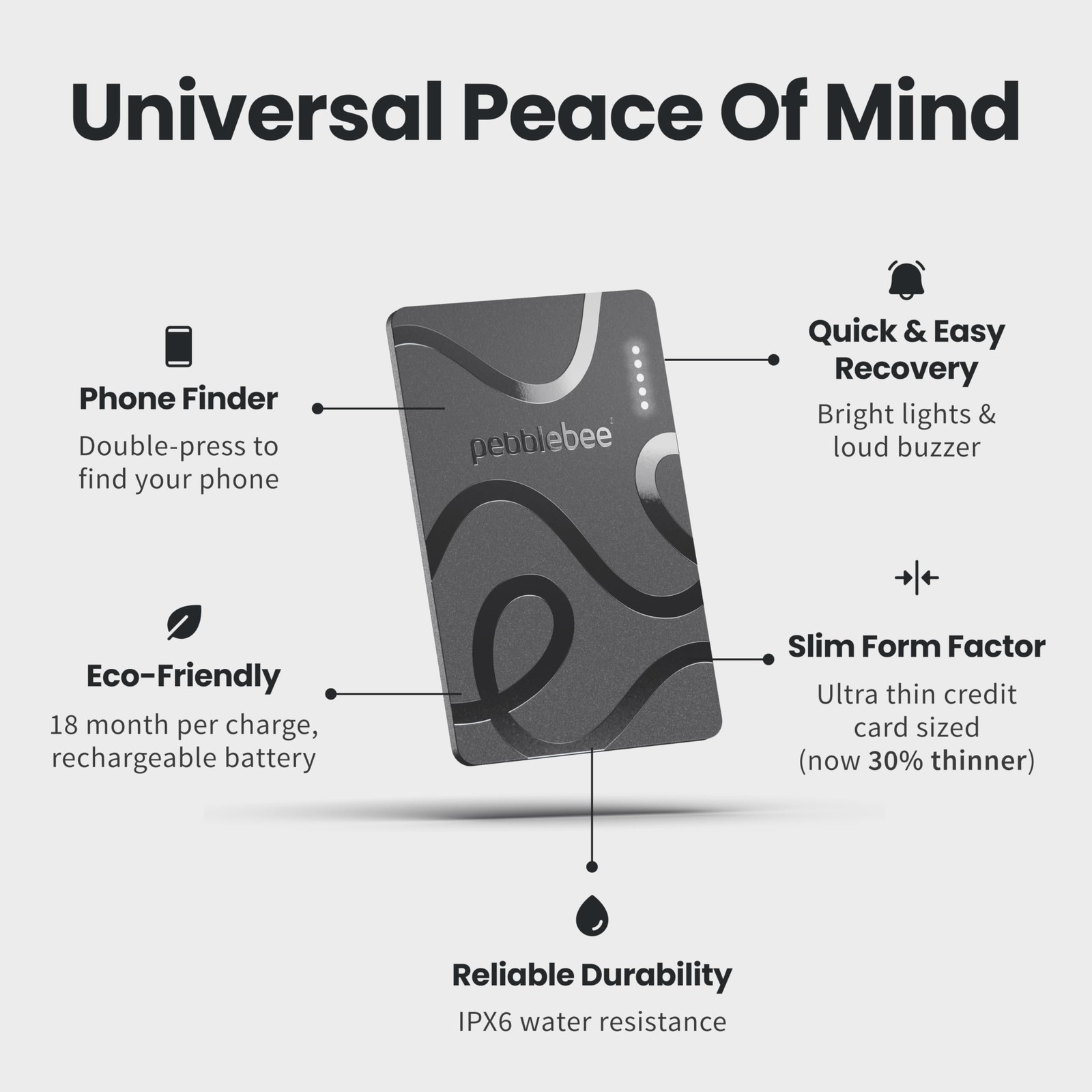 Pebblebee Card 5 | Rechargeable Bluetooth Wallet Tracker | Thin...