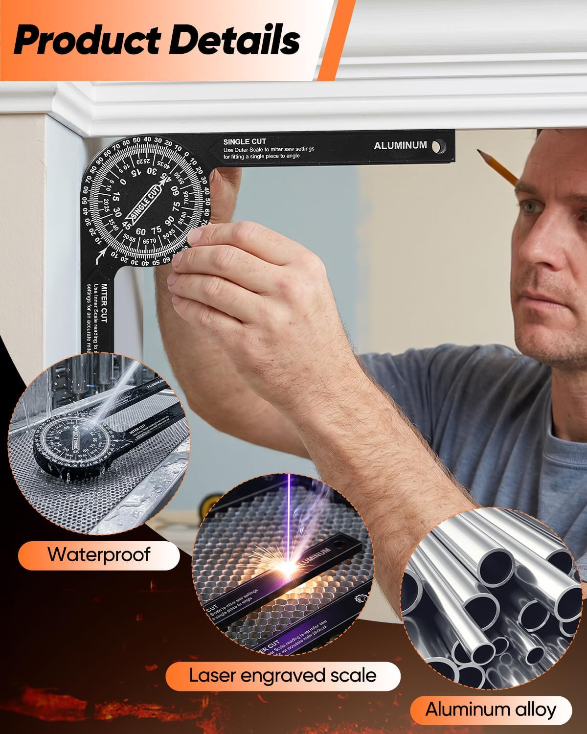 Miter Saw Protractor|7-Inch Aluminum Protractor Angle Finder Featuring Precision