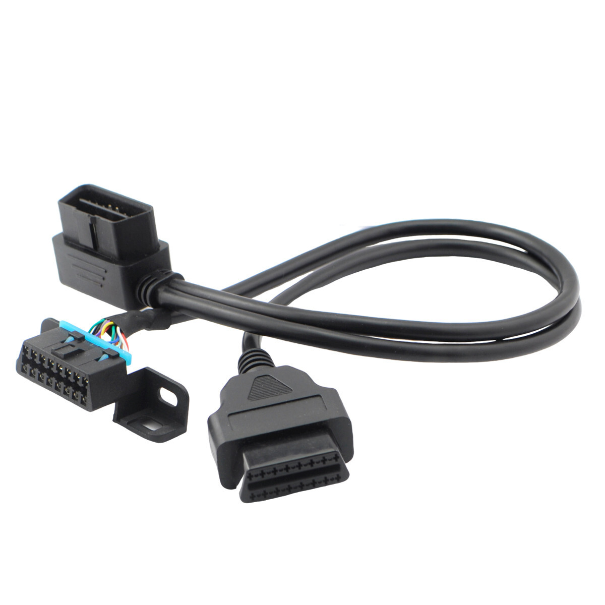 Right Angle OBD2 Splitter Y Cable Underdash Mount Bracket for GPS Tracker Device