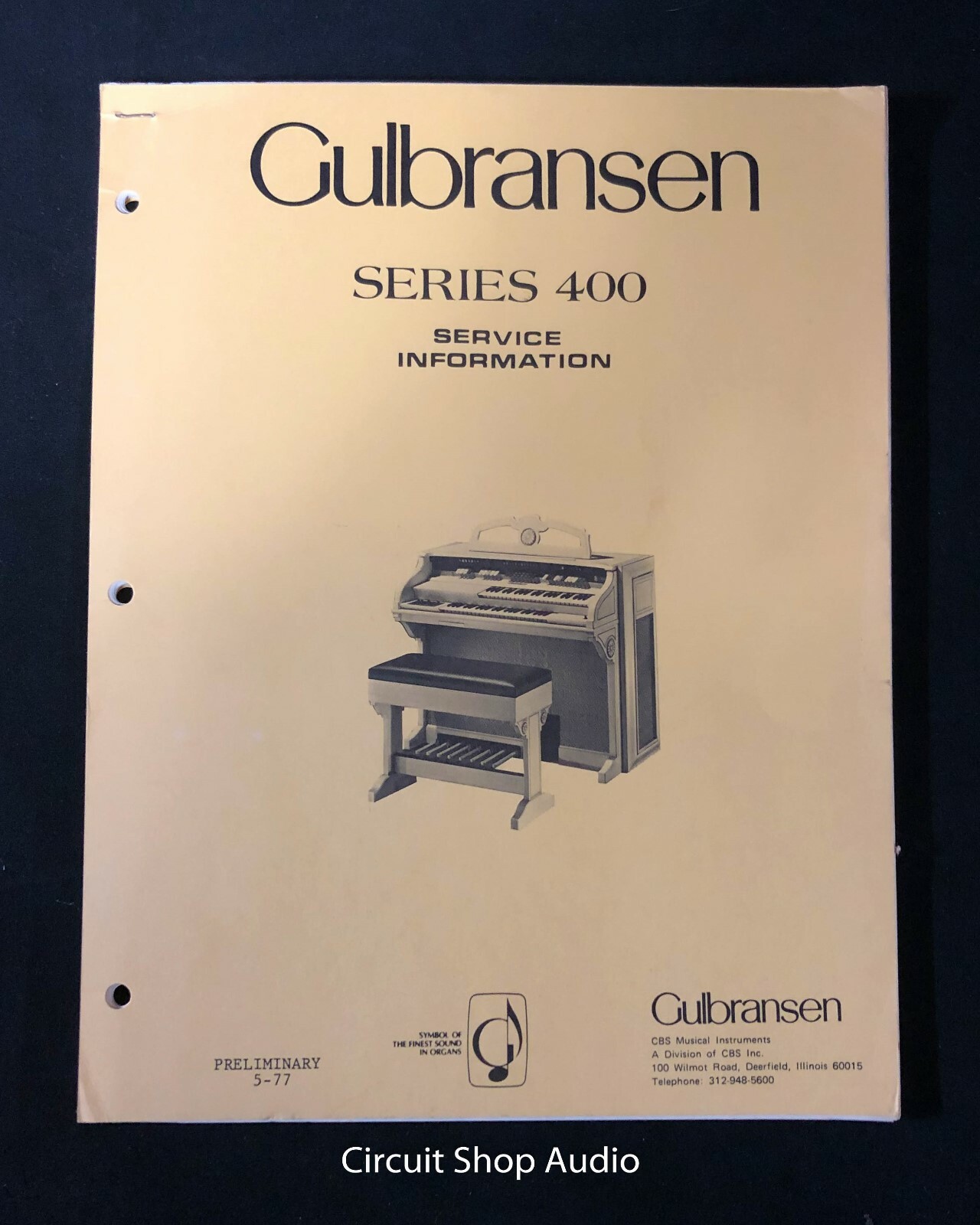 Original Gulbransen / Series 400 / Service Information Manual - Preliminary