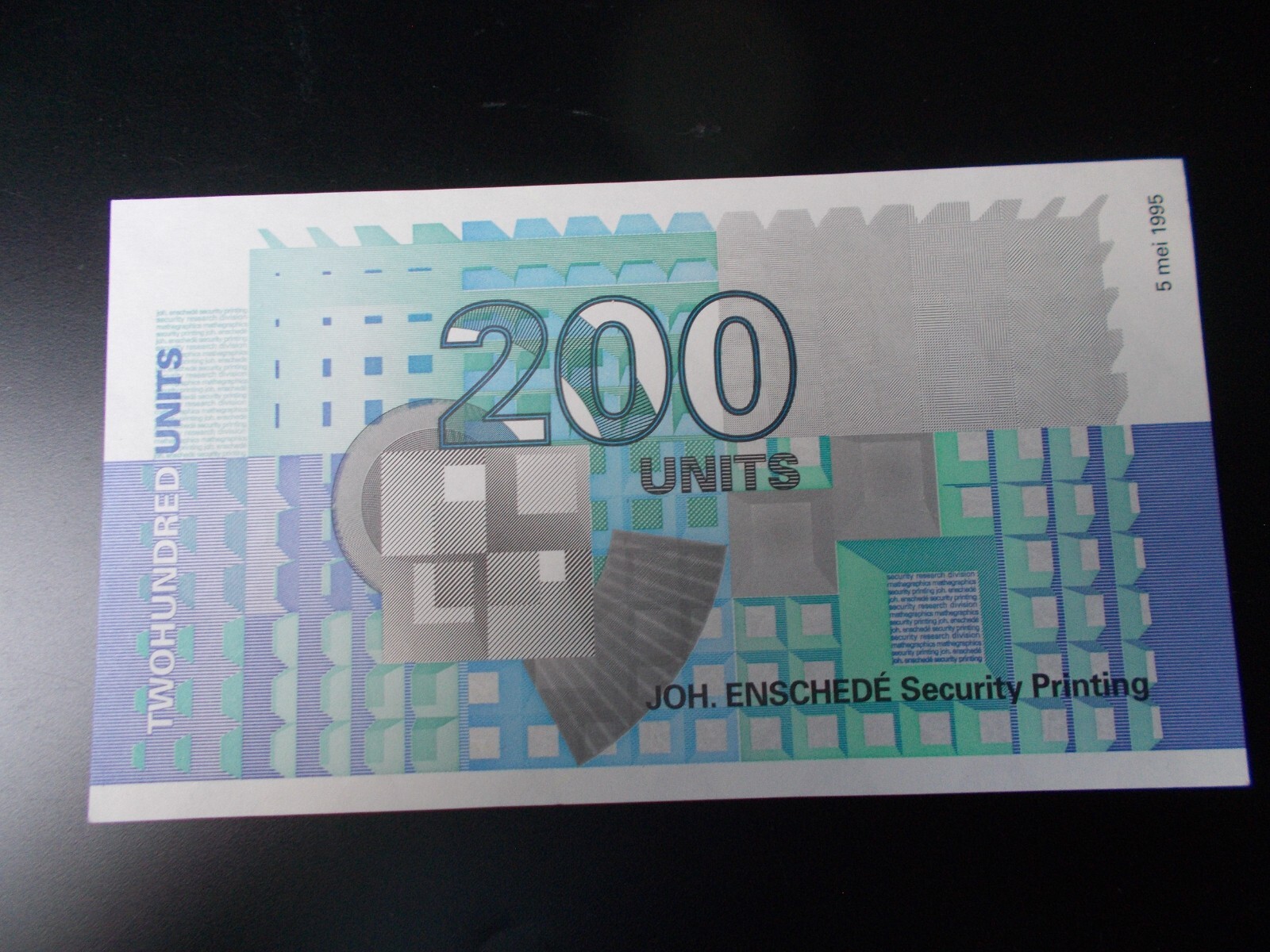 Netherlands - Joh. Enscede Test Banknote for 200 Units 1995 UNC
