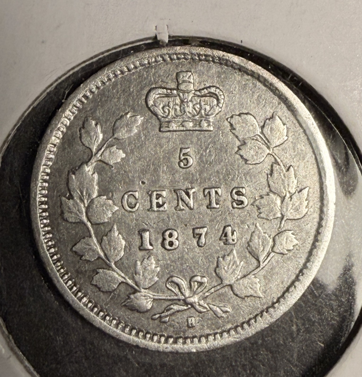 1874-H C-4 Canadian 5ct Silver, VF. (18568)