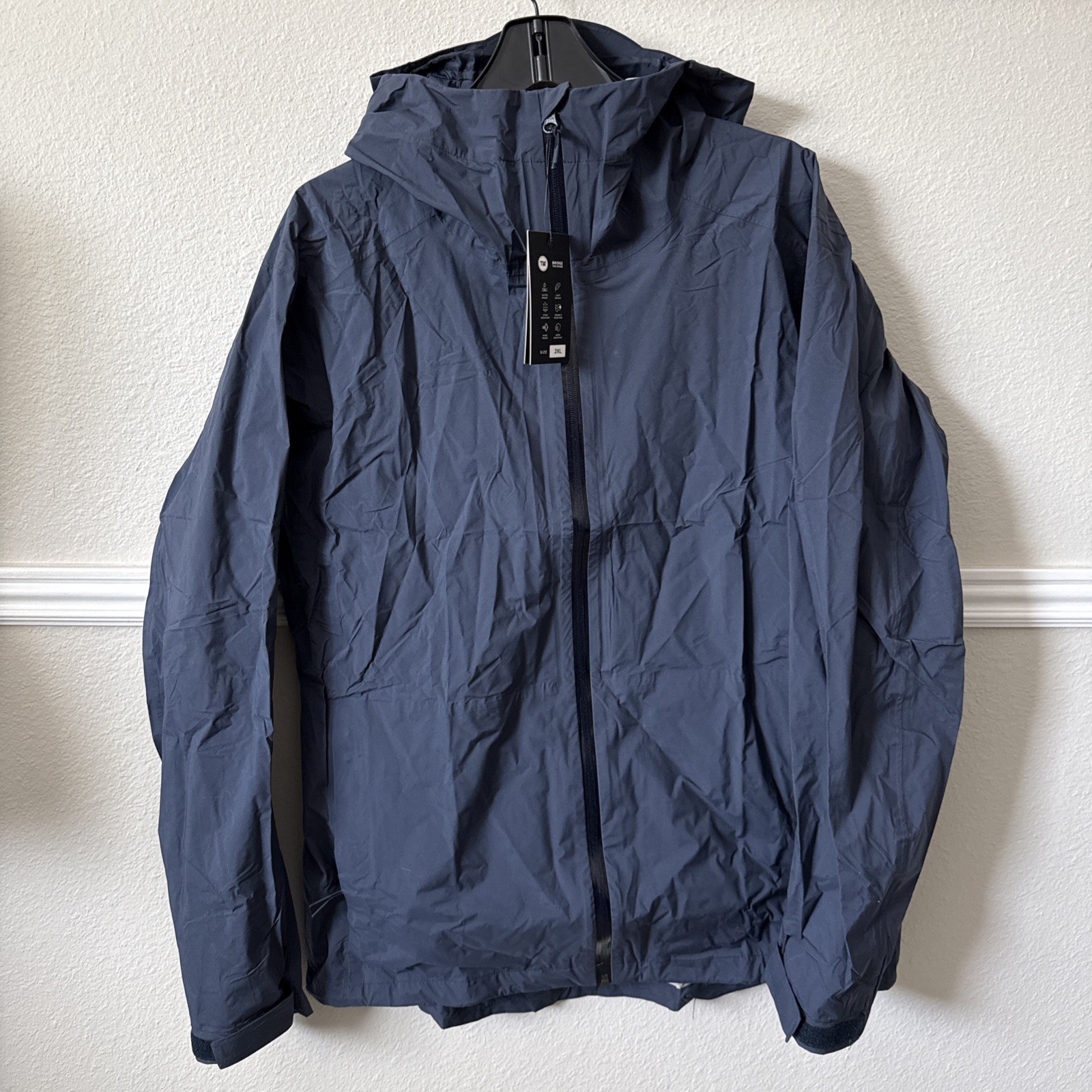 Truwear Voyage Lifestyle Navy Blue Waterproof sealed Rain Jacket Men's 2-4XL NWT