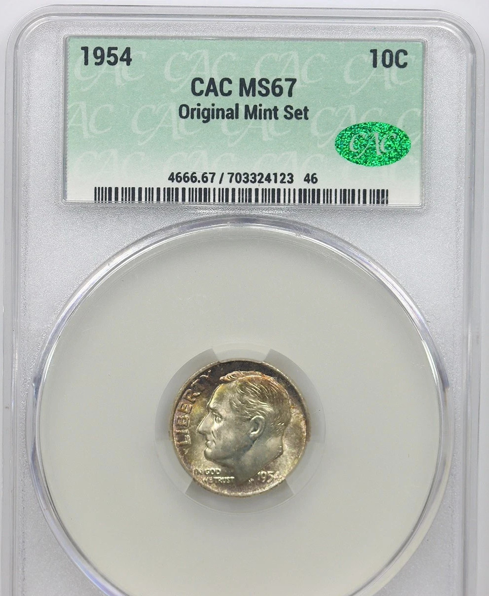 1954 Roosevelt Dime CAC MS 67 Original Mint Set-SEE STORE WW2  MEDALS -PCGS COIN